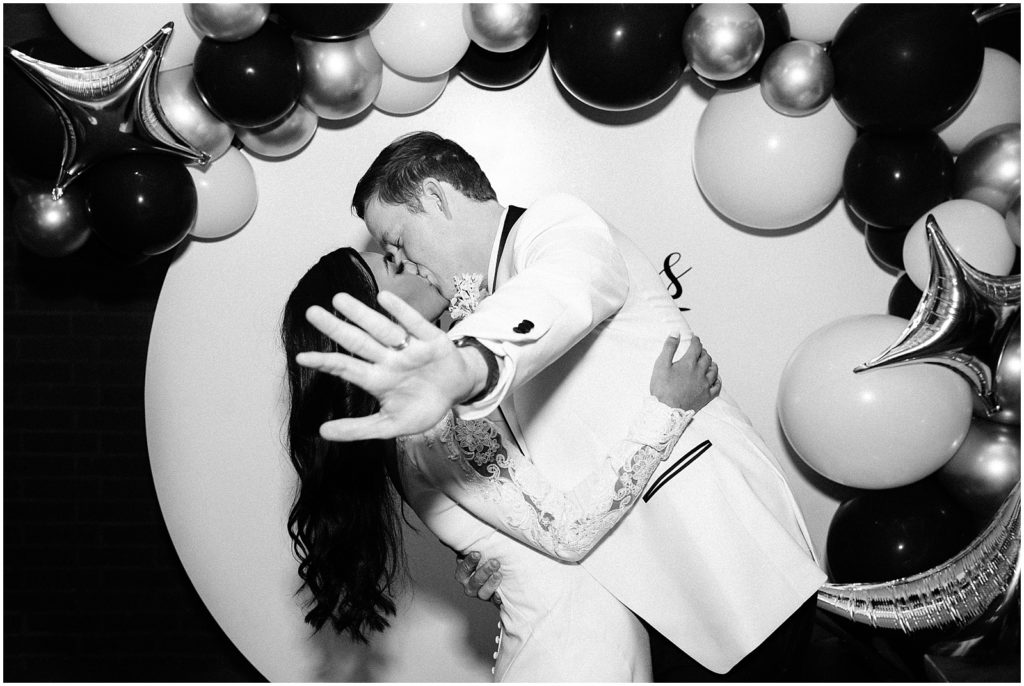 black and white wedding reception at the willows event center in lubbock texas