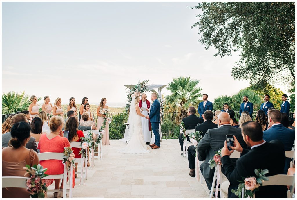 bride and groom getting married at villa antonia