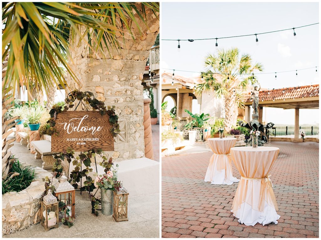 wedding decor - wood welcome sign  and lanterns