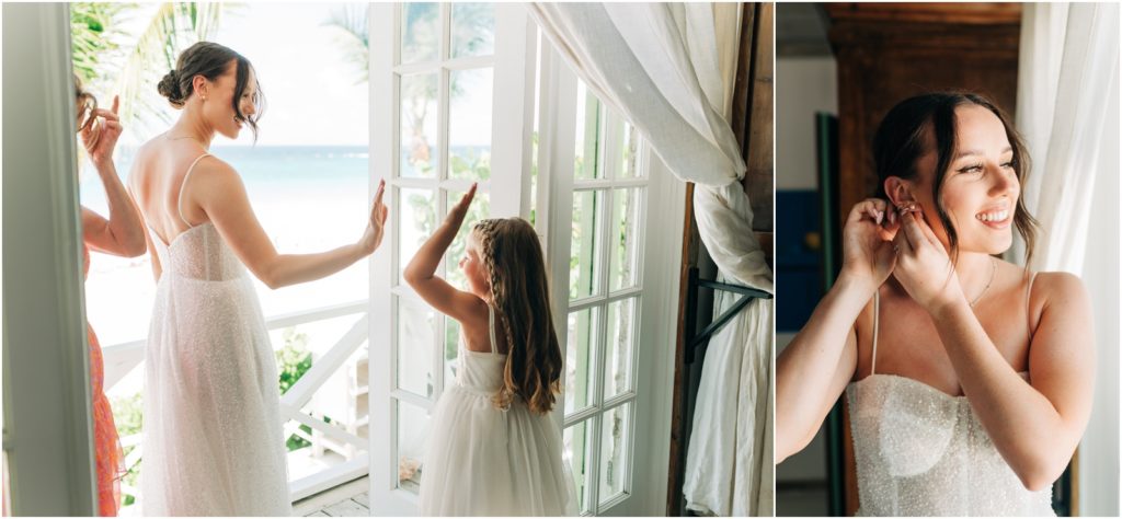 bride getting ready for her destination wedding in the bahamas