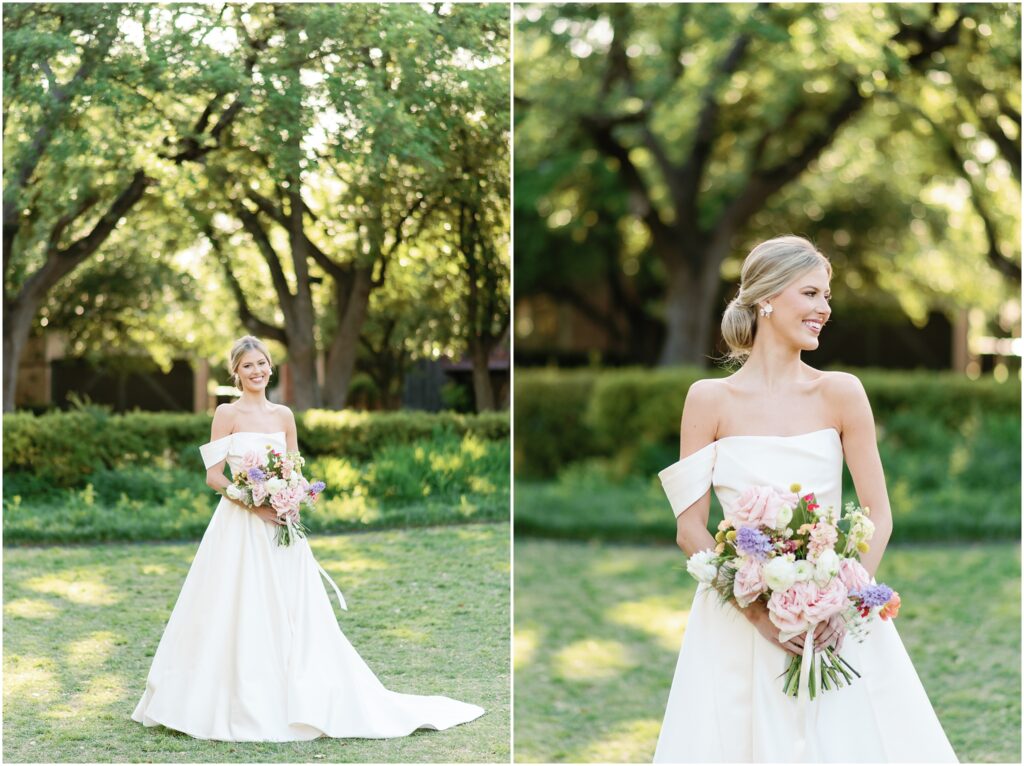 bride in gown at flippen park 
